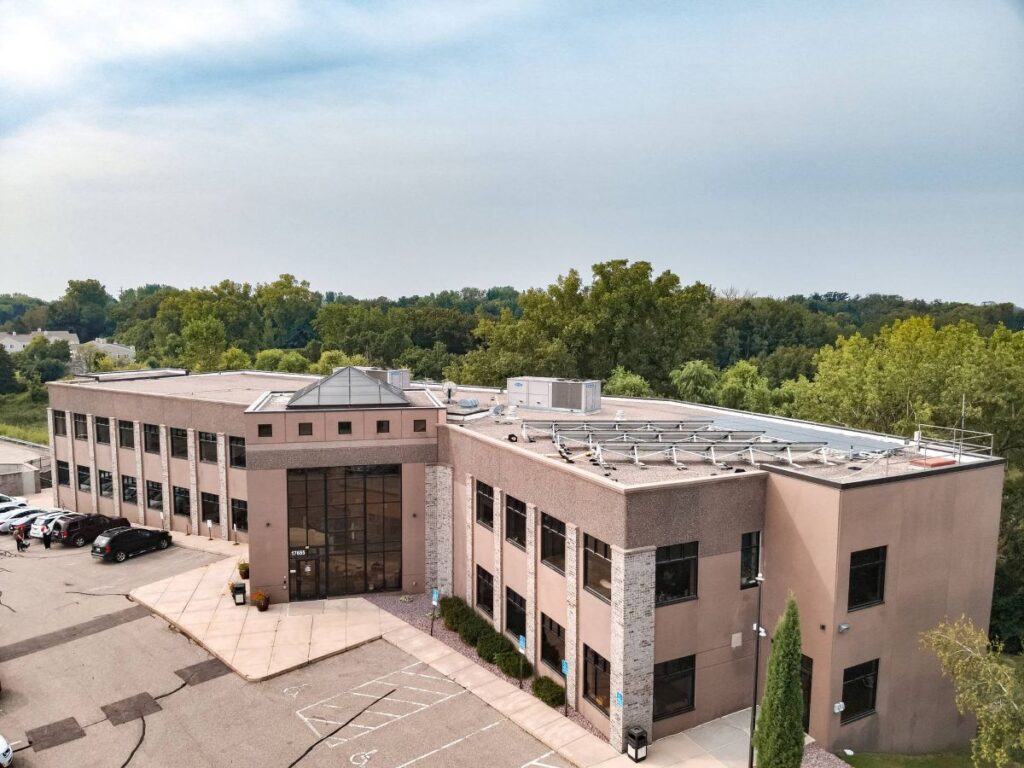 Commercial roof on a large commercial building