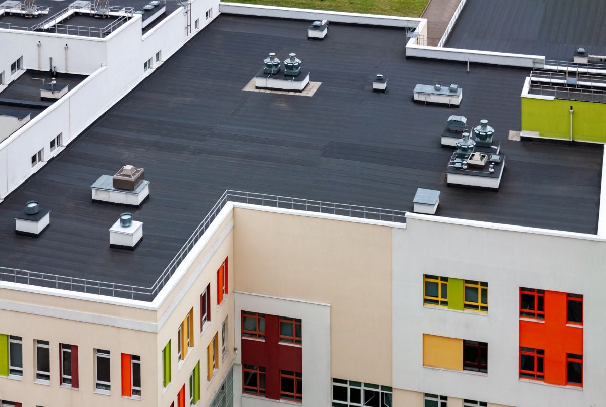 Black Flat Commercial Roof