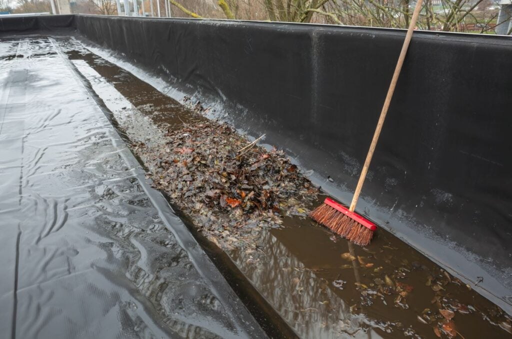 Blocked Gutter On A Flat Roof