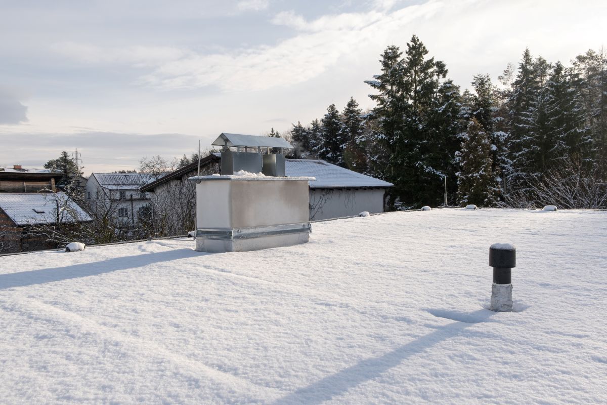 Flat Roof Covered In Snow