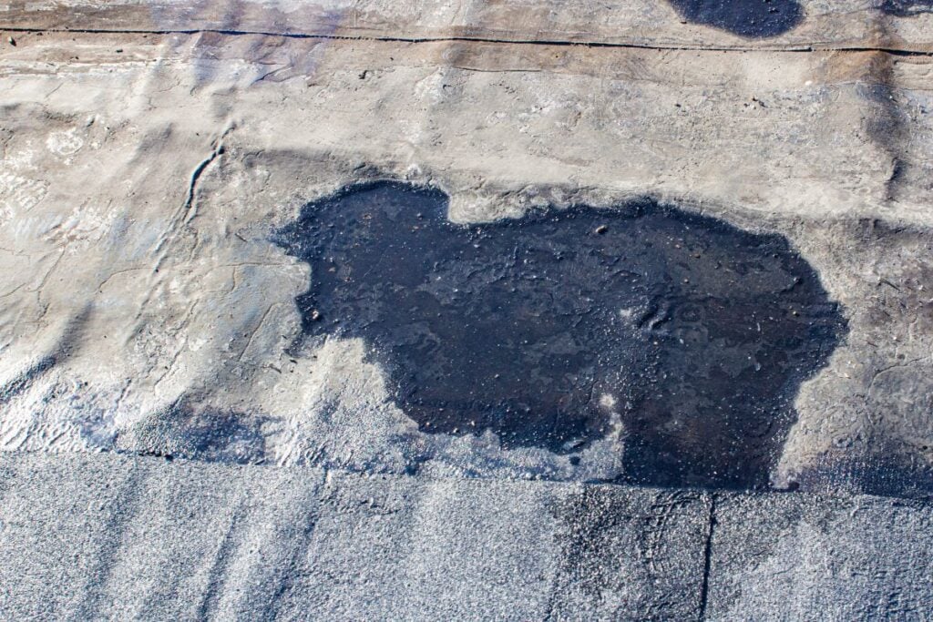 Water Ponding On A Commercial Flat Roof