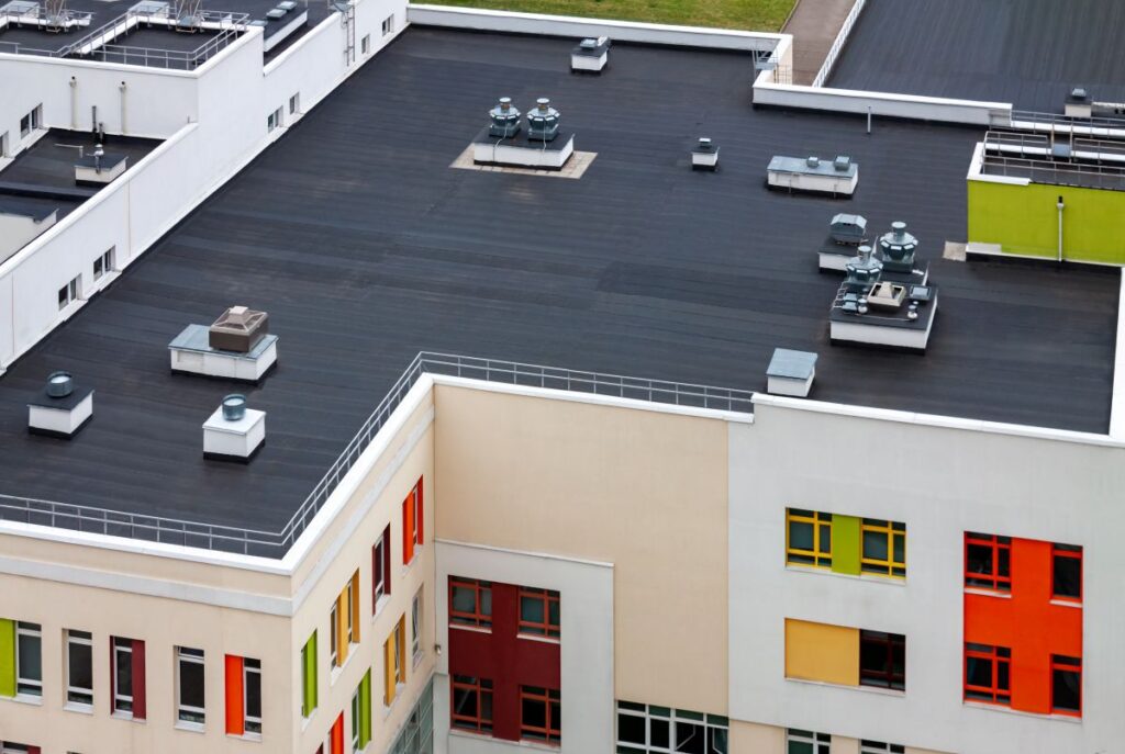 Black Flat Commercial Roof