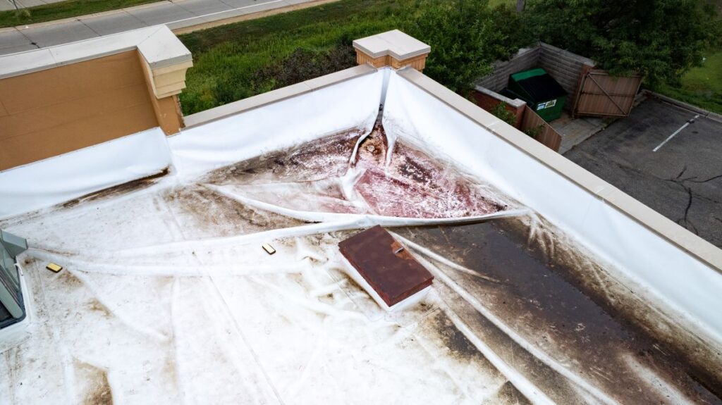 Broken Flat Roof With A Water Ponding Problem