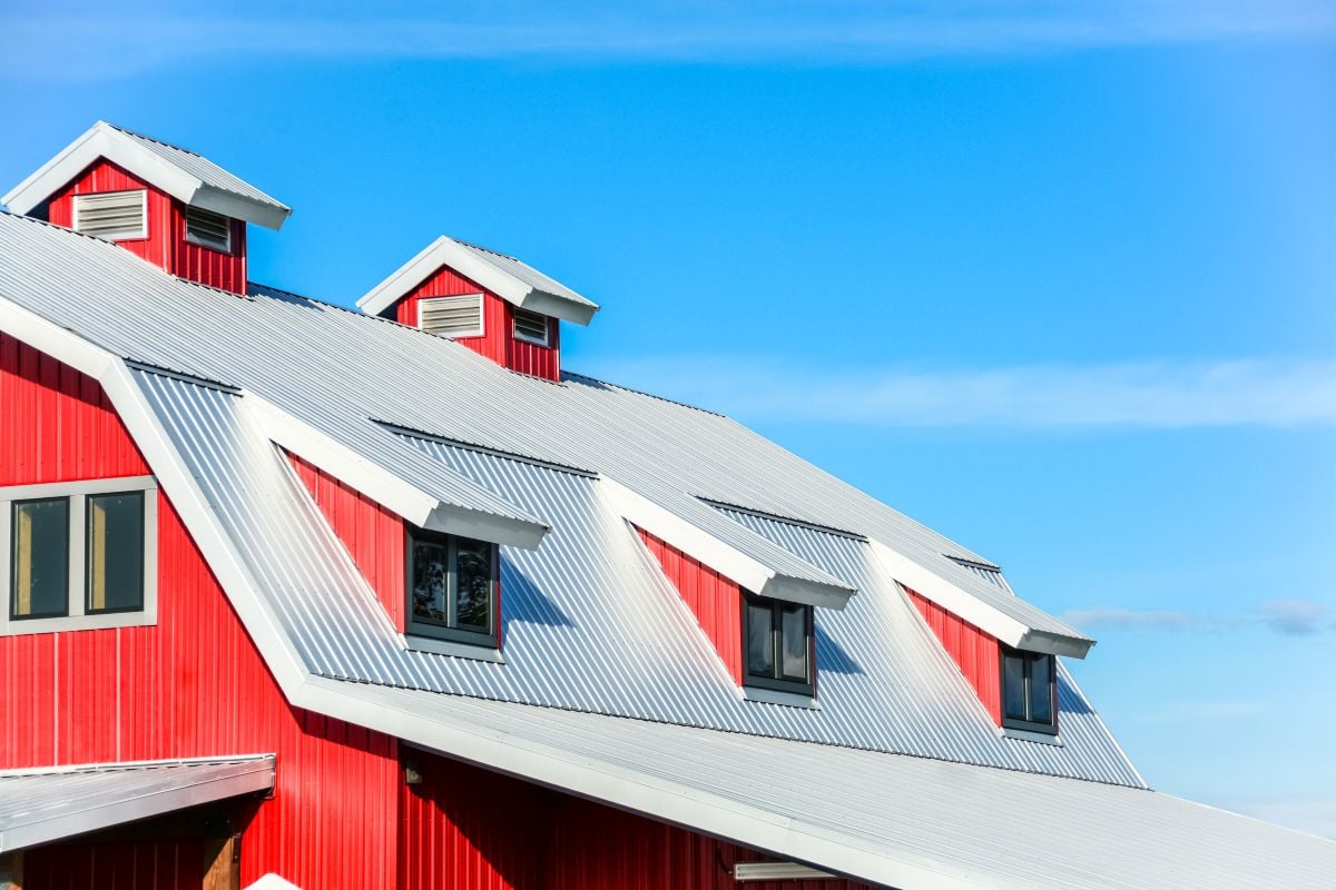 Top Roof Of New Red Barn