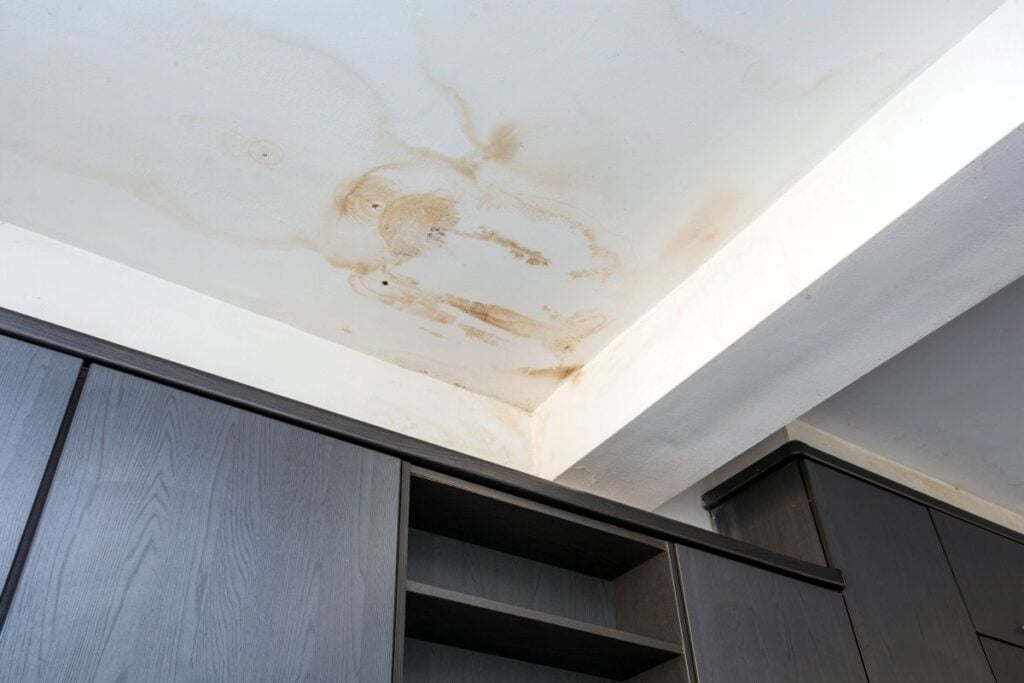 Roof Leakage, Water Dameged Ceiling Roof And Stain On Ceiling