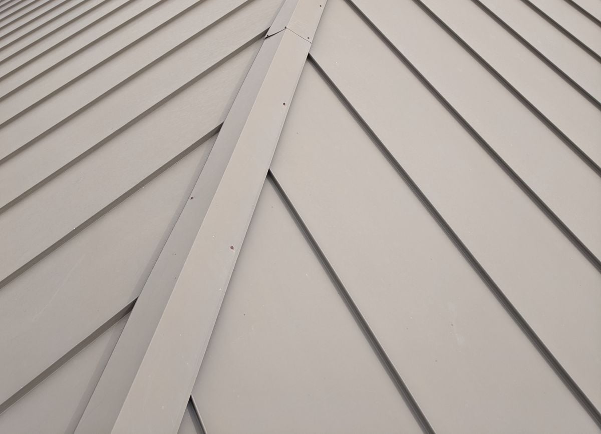 Beige Standing Seam Metal Roof